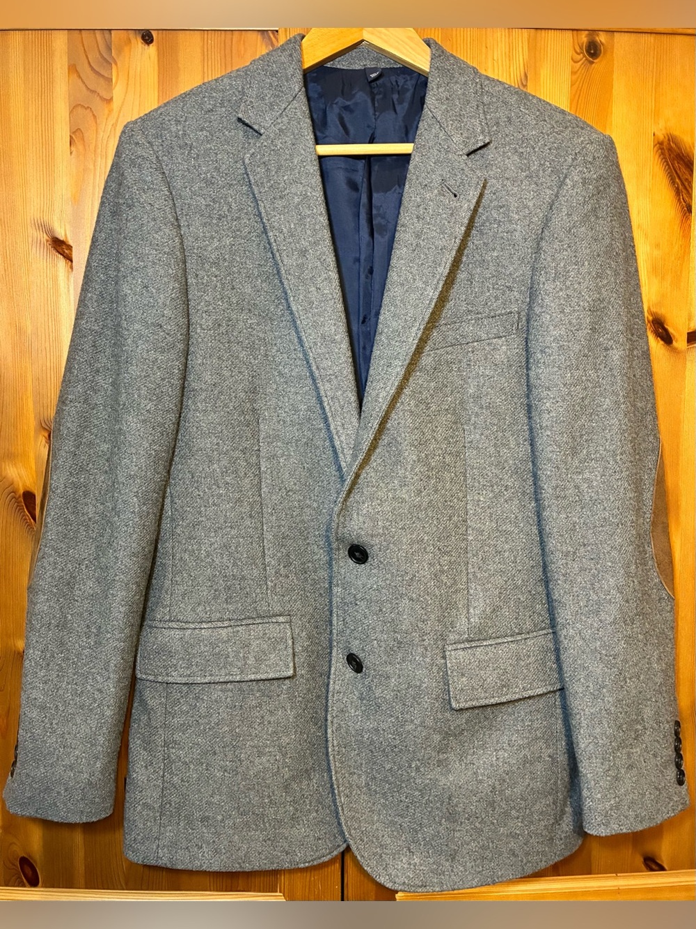 J.CREW Ludlow Gray Tweed Wool/Nylon Sport Coat Blazer 38R Regular Elbow Patches